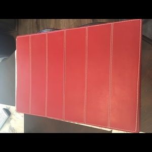 Crate&Barrel set of six red leather placemats